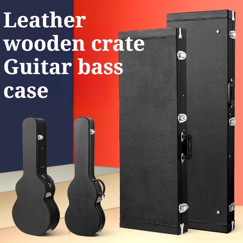 Musical Instrument Bass - Leather Wooden Electric Guitar Case Thickened