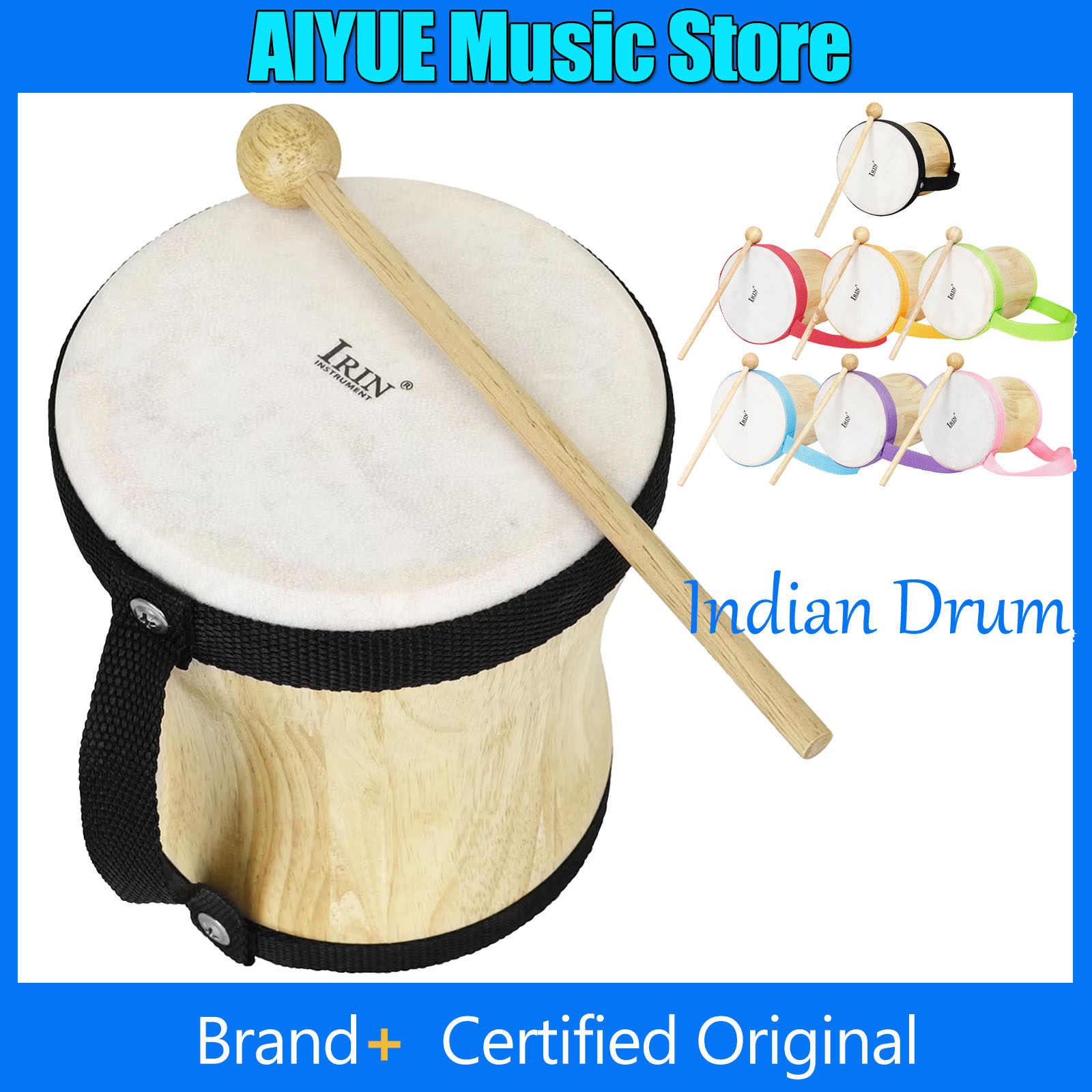 Musical Instrument Indian - IRIN Indian Drum Wooden Sheepskin Hand
