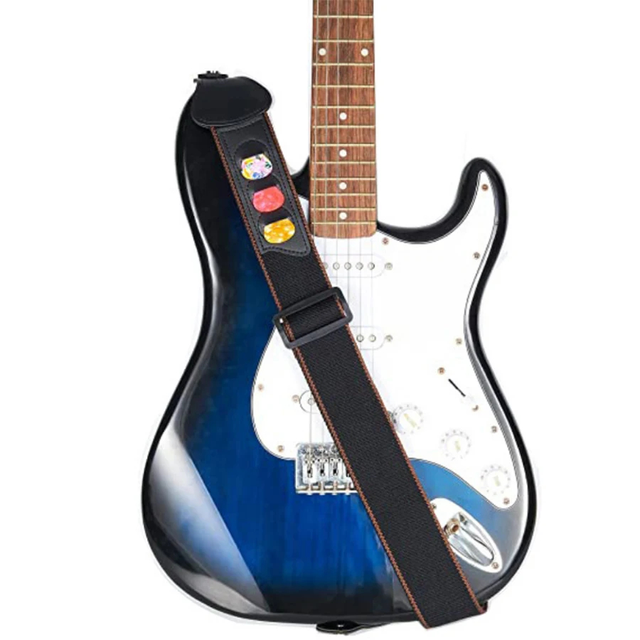 7Pcs/Set Guitar Strap Black PU - огляд і ціна Musical Instrument Bass