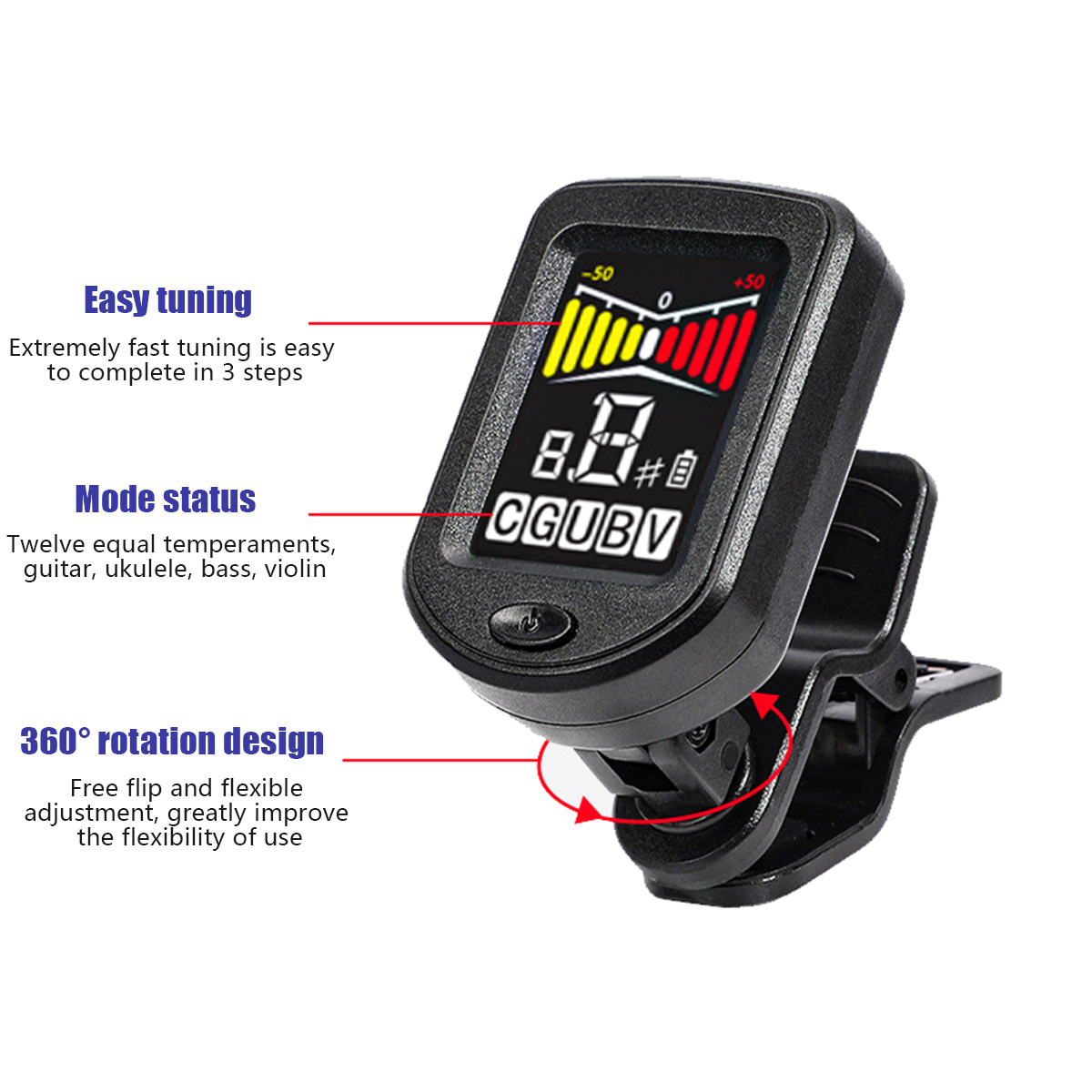 Clip-On Guitar Tuner with Regu - огляд і ціна Musical Instrument Bass